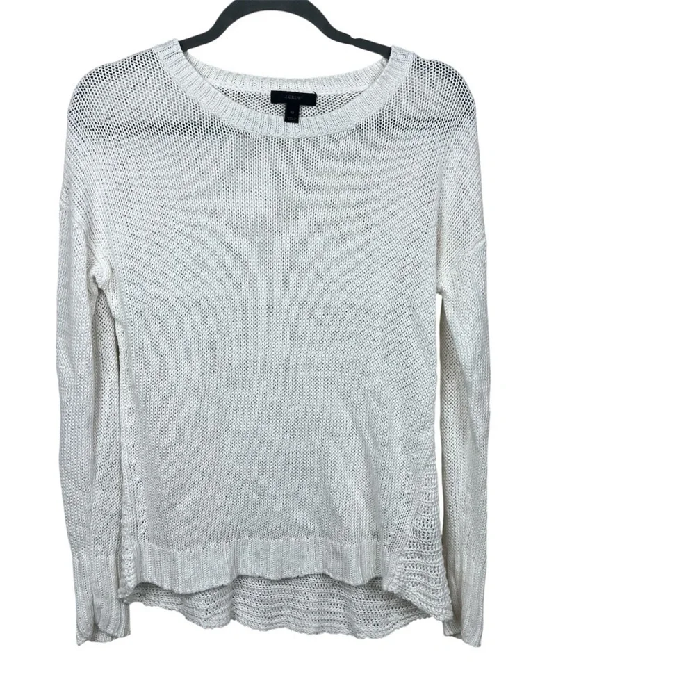🎁 J. Crew White Linen Knit Sweater XS